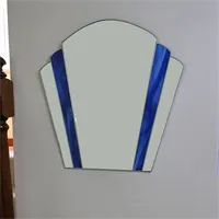 Art Deco fan blue stained glass mirror gallery shot 2