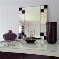 Art Deco black stained glass mirror