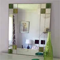 Art Deco rectangular green mirror