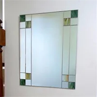 Art Deco Rectangular wall mirror in green stained glass
