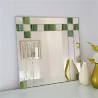Art Deco Square Mirror-green/cream