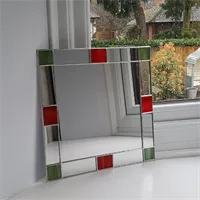 Art Deco Square Mirror - Orange / Red 5