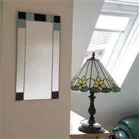 Art Deco stained glass mirror-green and black