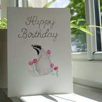 Badger Watercolour Birthday Card
