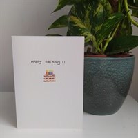 Birthday Cake Watercolour Card (pink)