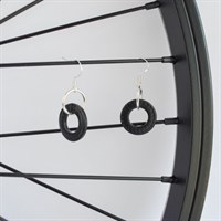 Black Bike Wheel Pit Lock Earrings