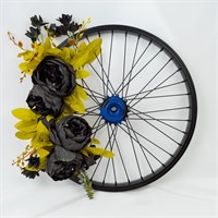 Black Peony Repurposed Wheel Wreath