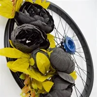 Black peony repurposed wheel wreath gallery shot 14