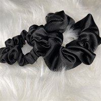 Black Silky Feel Satin Hair Scrunchies