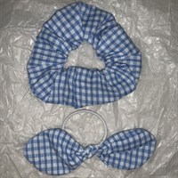 Blue Gingham School Scrunchy and Bow