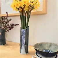Blue/green two buttoned ceramic vase