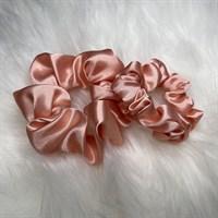 Blush Silky Feel Satin Hair Scrunchies Regular and Skinny