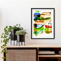 Photographic Art Print 'Boats at St Ives' shown framed in a room setting