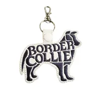 Border Collie Word Art Keyring