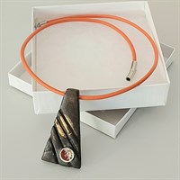 Bronze Porcelain Art Deco Style Necklace