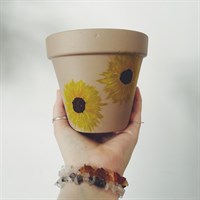 Brown Beige Sunflower Plant Pot