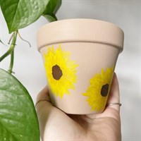Brown Beige Sunflower Plant Pot