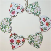 Bunting Hearts Red Flowers Green Leaves
