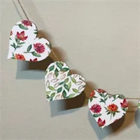 Bunting Hearts Red Flowers Green Leaves  2
