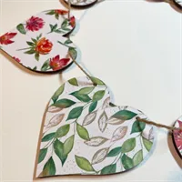 Bunting Hearts Red Flowers Green Leaves  3