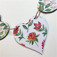 Bunting Hearts Red Flowers Green Leaves  4