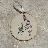 Butterfly Girl Line Art Hoop