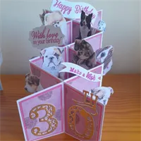 Cascade folded 30th Dogs Pink Birthday c 1