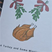 Christams Card, Turkey And Mistletoe 2