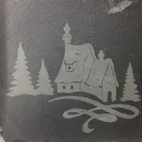 Christmas Cottage Slate Coaster