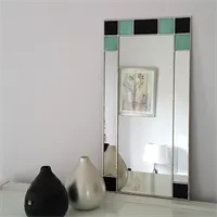 Small Art Deco mirror in green/black stained glass