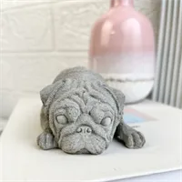 Concrete Pug Dog Figure 3