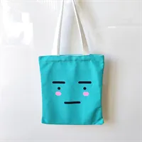 Cotton Aqua Cute Zipped Tote Bag 1