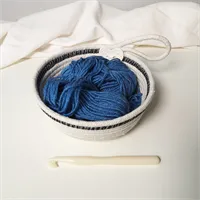 Cotton Rope Bowl With Black Fabric Trim