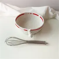 Cotton Rope Bowl With Red Trim