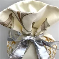 Cream Gift Bag - Gold Floral Embroidery 4
