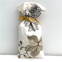 Cream Gift Bag - Grey Floral Embroidery 4