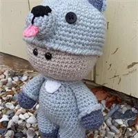 Crochet doll in wolf outfit 4
