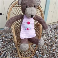 Crochet vintage style teddy Bear with ap 3 gallery shot 8