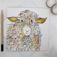 Curly Sheep Greetings Card