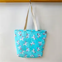 Cute Blue Unicorn Tote Bag With Zip