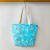 Cute Blue Unicorn Tote Bag With Zip 1