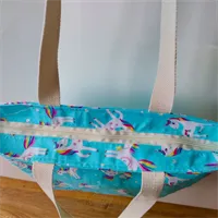 Cute Blue Unicorn Tote Bag With Zip 3