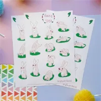 Cute pastel pink rabbit sticker sheet