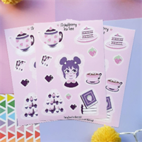 Cute strawberry tea time sticker sheet