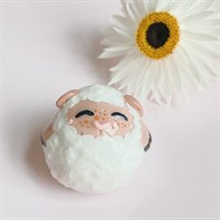cute white sheep against pink background