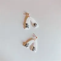Dainty Floral White Arch Earrings