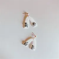 Dainty Floral White Arch Earrings gallery shot 5