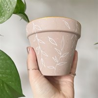 Dusty Pink Leaf Terracotta Plant Pot