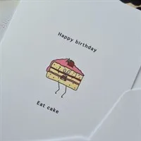 Eat Cake, Handmade Birthday Card