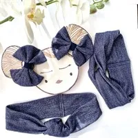 Denim Blue Hair Bows Headband - Eco